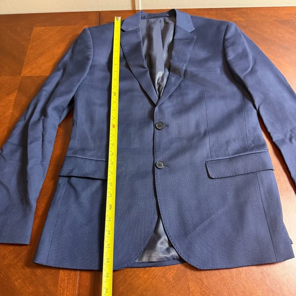 PAUL COSTELLOE Blue‎ Wool 2 Piece Suit 38 Jacket Trousers W 34